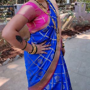 Blue combination Saree with blouse