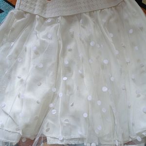 Silver Stars White Net Skirt