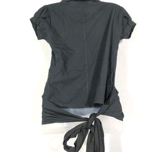 Black Collar Neck Tying Top (Women)