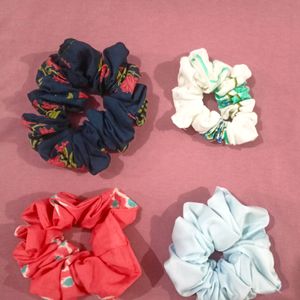 Beautiful Printed Scrunchies, Pack Of 4