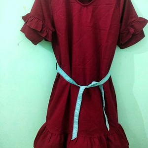 Maroon Dress M Size