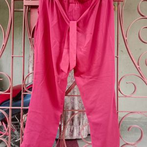 Trouser With Elasticated Waist And Fabric Belt