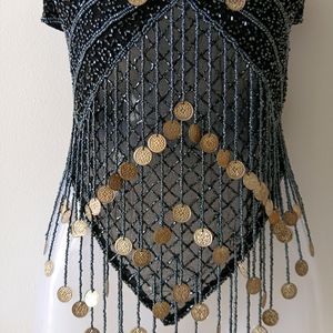 Heavy Beaded Top With Coin Detail