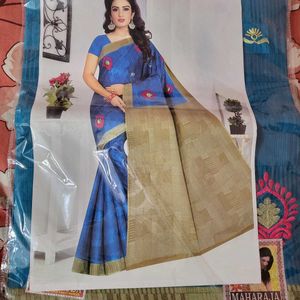 Machine Embroidered New Cotton Saree