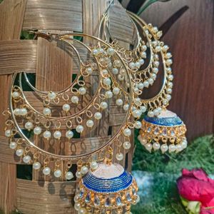 Long Chand Bali Jhumka Earrings