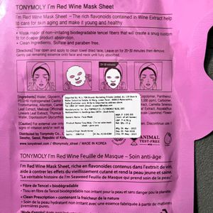 "TONYMOLY" Red Wine Sheet Mask For Glowing Skin