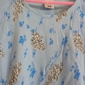 Sky Blue Colour A-line Kurti