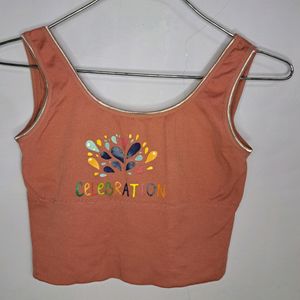 Peach Cropped Tank Top