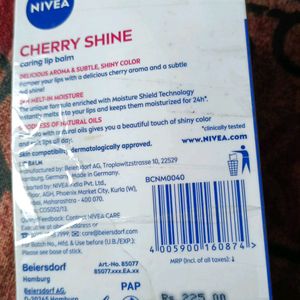 Brand New Nivea Cherry Shine Caring Lip Balm With