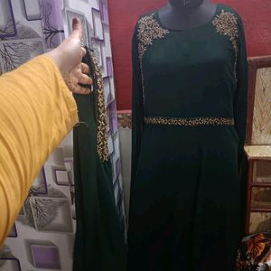 Long Sleeves Gown With Beautiful Work Dupatta On