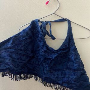 Blue Halterneck Beach Top