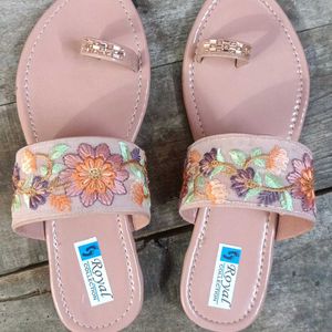 Peach Colour Slippers For Party Wear