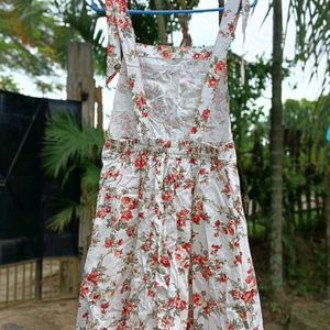 White Floral Overall Dress