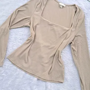 H&M Beige Square Neck Top