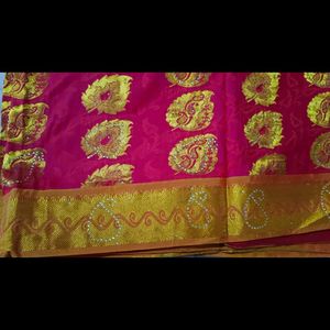 New Pattu Saree Stone Work With Blouse