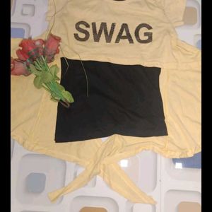 Yellow-black Butterfly Swag Top