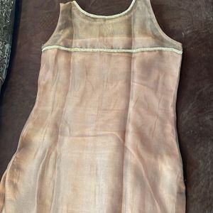 Copper Net Kurta With Dupatta