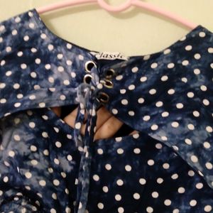 Dark Blue Polka Dot Top