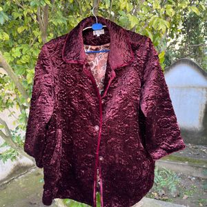 Luxe Wine Velvet Coat 🧥 Rose Texting