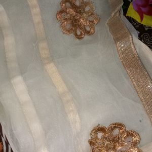 Cream Colour Net Dupatta