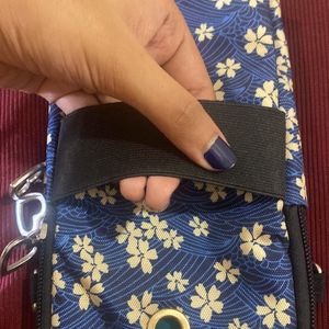 Navy Blue Floral Hand Purse