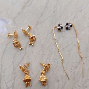 Combo Of 3 Gold Plated Earrings