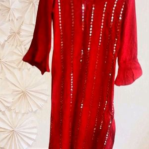 Red Mirror Kurta