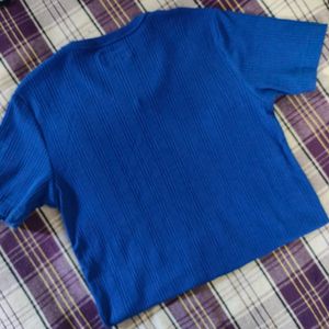 V Nech Blue Fitted Top