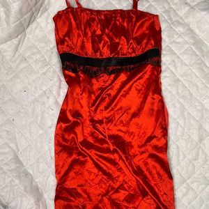 😍SATIN SILK RED DRESS FOR WOMEN