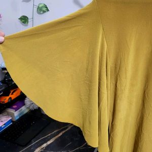 Mustard Magic: Stylish Synthetic Crepe Fabric Top.