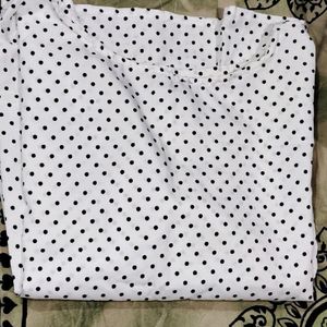 White Black Dot Top L-size