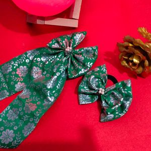 Beautiful Green Hair Bow For Women And Girls