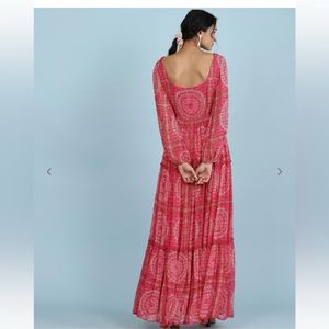 Aarke Ritu KumarBlock Print Square-Neck Tiered Dre