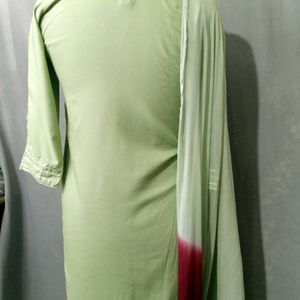 Kurta And Palazzo Set With Dyed Dupatta