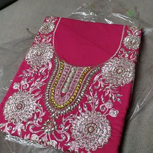 Beautiful Pink Party Wear Unstitched Suit