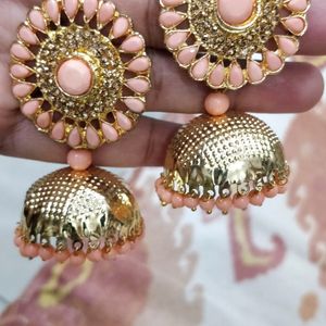 Beautiful Peach Jhumka