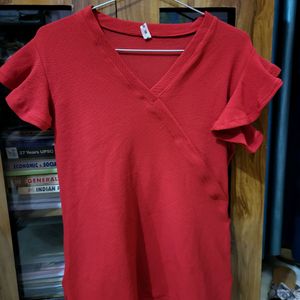 Red Top With Frill Sleeves