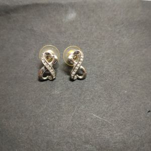 2 Earings Pairs Silver Plated With Crystal Diamond