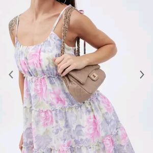 Floral Printed Gathered Detailed Tiered Fit Flare