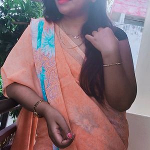 Peach Georgette Saree