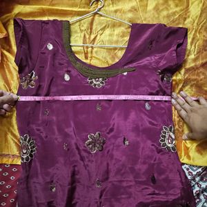 Mysore Silk Trending PurpleKurta With cotton linin