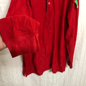 Threads Red Long Sleeve Polo T Shirt