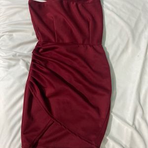 Maroon Classy Bodycon Dress