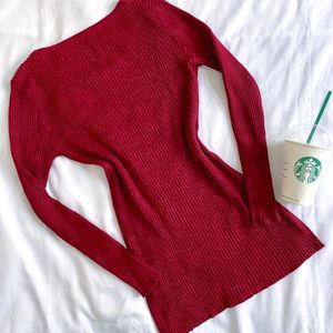 Pinterest Y2k Red Knitted Ribbed Pullover Top