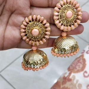 Beautiful Peach Jhumka