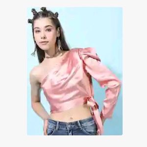 Women Pink One Shoulder Top