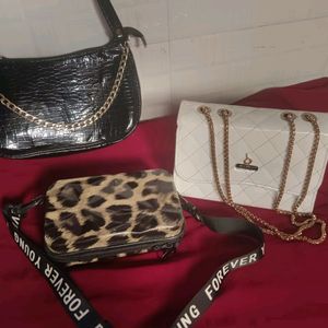 Combo Of 3 Beautiful Hand Bags✨️🖤 With Earrings