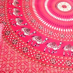 Jaipuri Red Designed King Size Bed Sheet