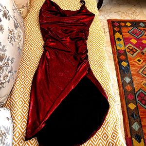 Metallic Red Bodycon Date Night Dress