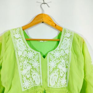 Chikankari pastel green Kurti Or Top